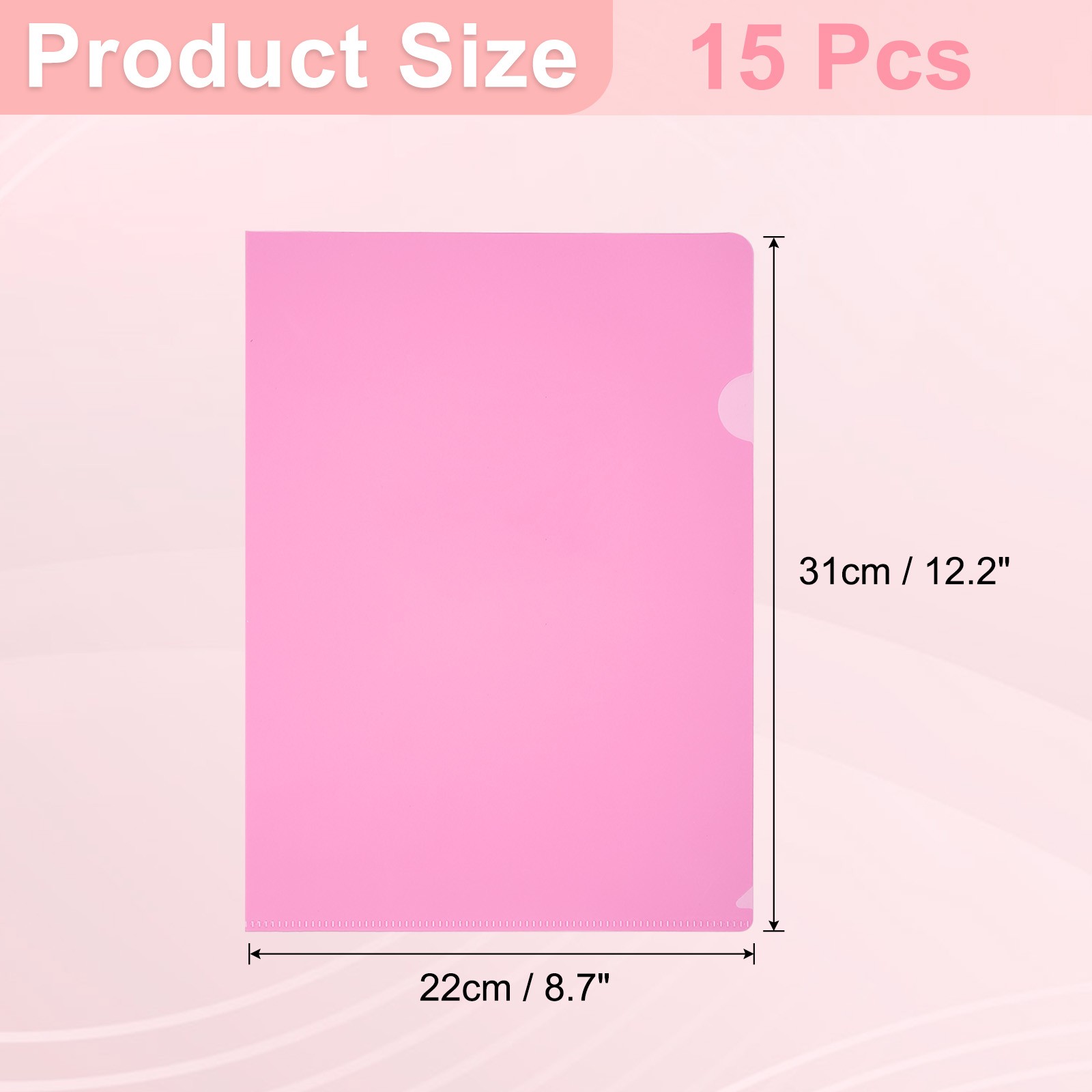 A4 Plastic Folders, 15 Pack Clear Folders l Type Pockets Documents, Pink