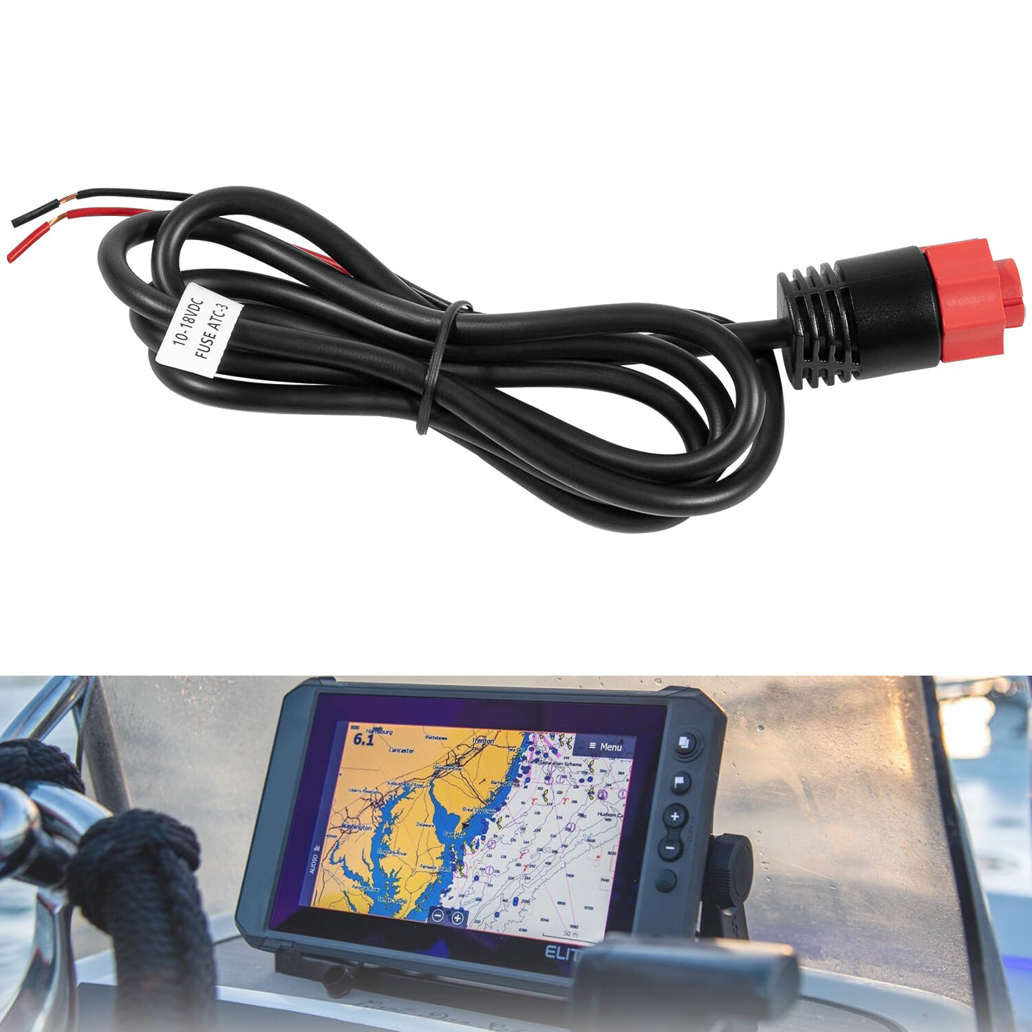 3 Foot 2-Wire Power Fits for Lowrance HDS,Elite FS 000-14041-001 Power Cable
