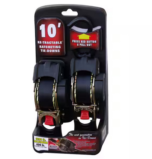 10 ft. Retractable Ratcheting Tie-Downs (2-Pack)