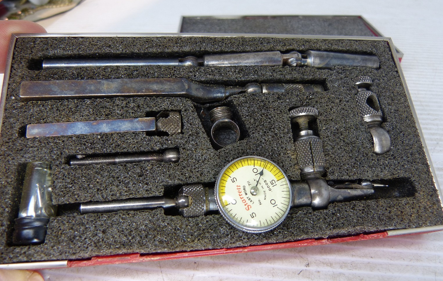 Starrett No. 711 Last Word Dial Test Indicator .0005 " W / Attachments & Case