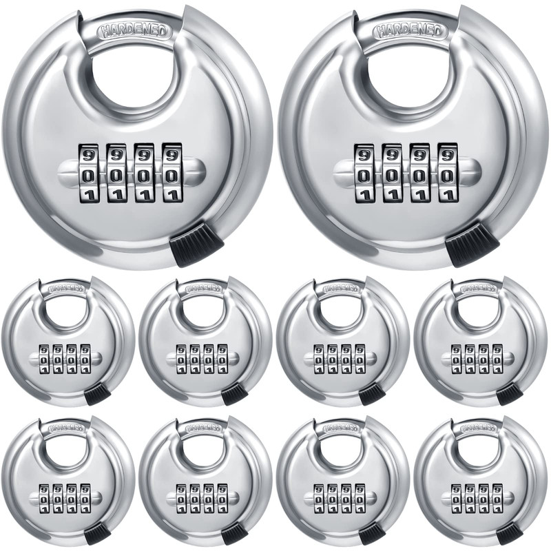 Maitys 10 Pack 4 Digit Combination Locks Stainless Steel Code Disc Lock Combo