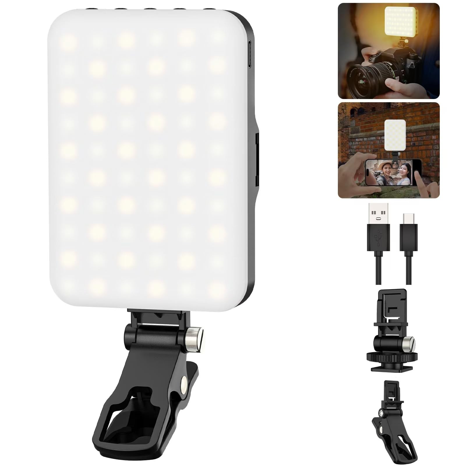 Hagibis LED Camera Light Portable Clip-on Video Lighting 2200mAh D60C Black