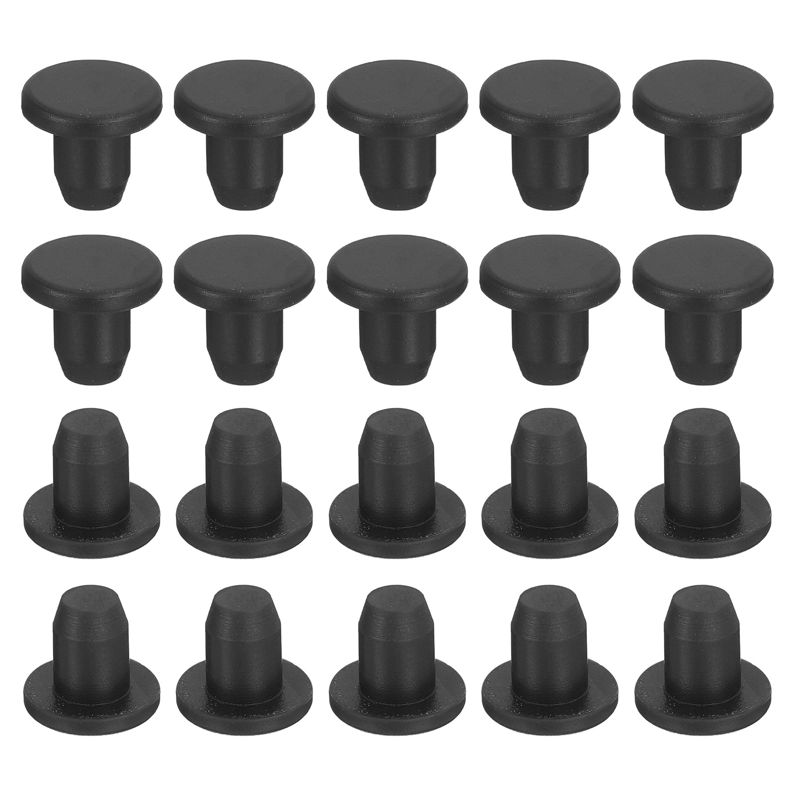 30-Pack Black Rubber Stopper Plugs, 5.3mm Plug Holes for 5mm/0.2-0.2" Hole
