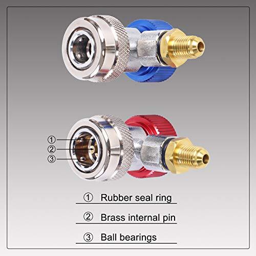 Automotive AC R134a Adjustable Quick Coupler Kit HVAC High Low Connector Conv...
