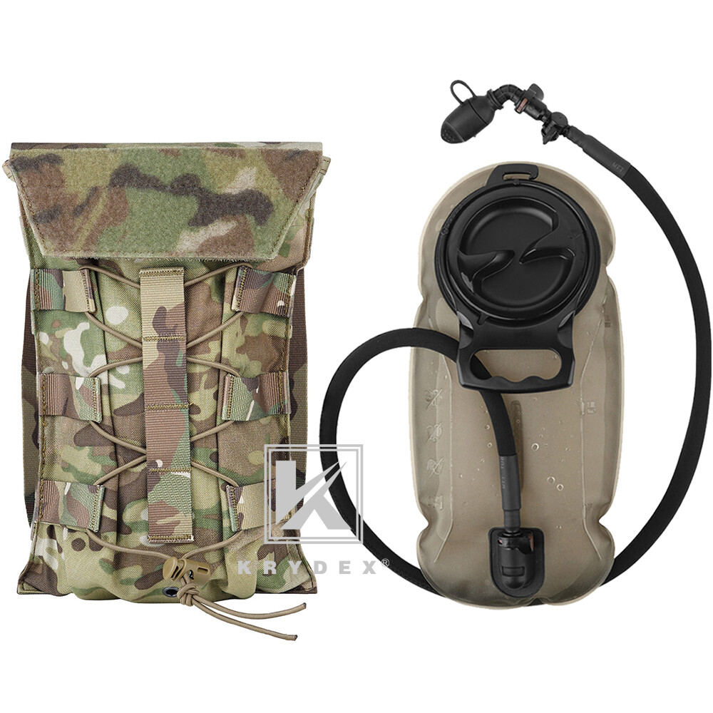 KRYDEX Tactical Hydration Carrier MOLLE Pack 1.5L Water Bladder for Vest MC Camo
