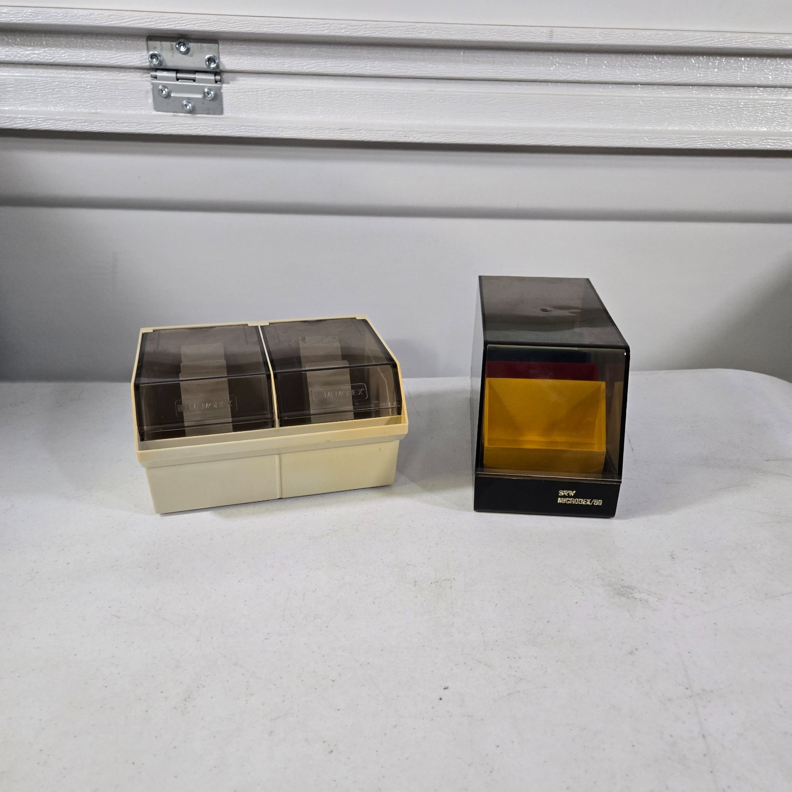 Lot of 2 Vintage 3.5" Floppy Disk Storage Cases SRW Microdex/60 & Memorex Dual