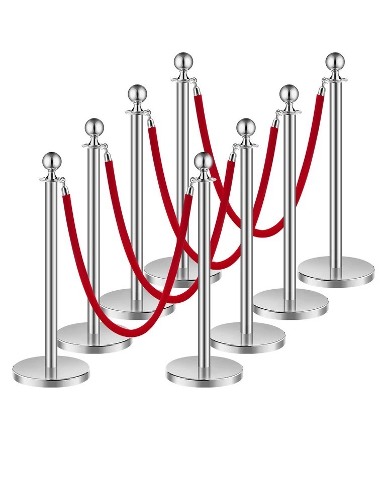 8Pcs Stanchion Posts Crowd Control Queue Barrier Sand Injection Base
