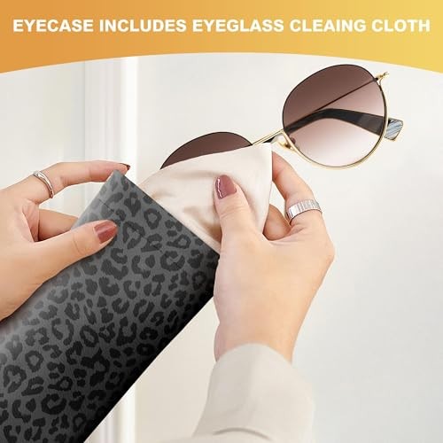 2 Pcs Sunglasses Eyeglass Glasses Case, 33-leopard Print Black and Grey(2pcs)