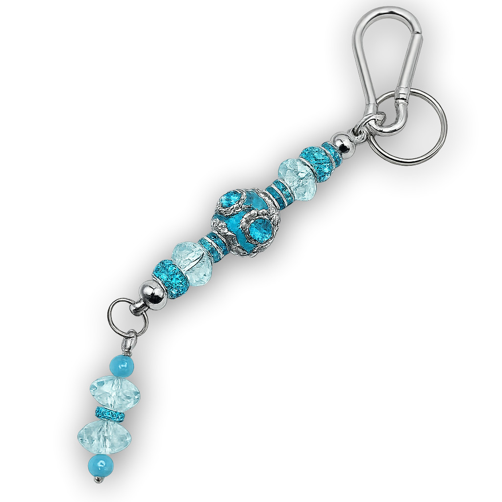 Keyring/Purse Dangle with Fancy Blue Bead and Extra Dangles