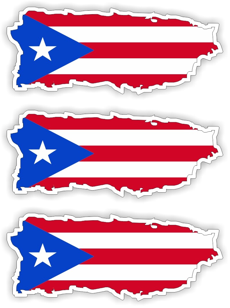3pk Flag of Puerto Rico Hard Hat Stickers Motorcycle Helmet Laborer Decals Flags