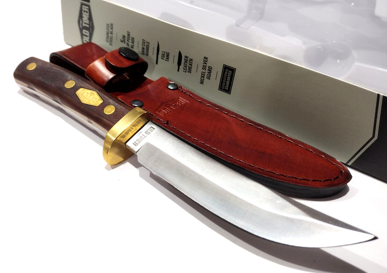 Schrade Old Timer 165OT Woodsman Full Tang Skinning Hunting Knife Leather Sheath