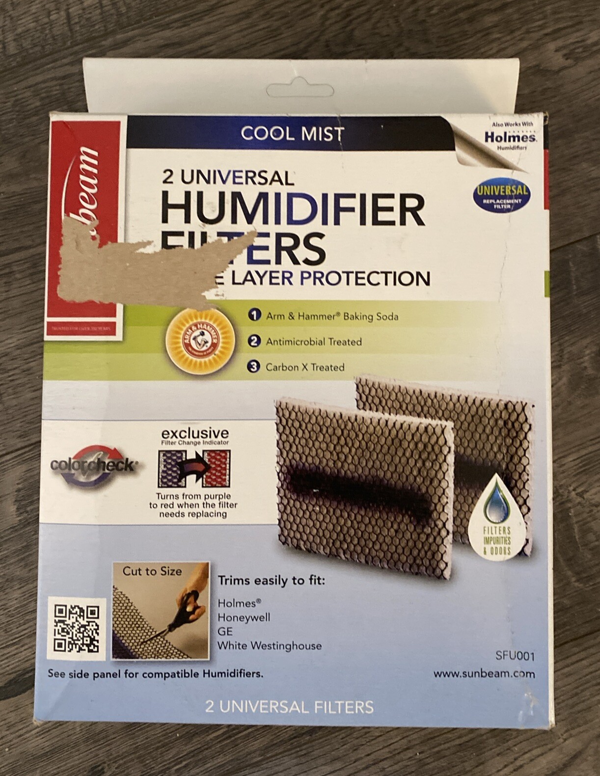 Sunbeam 2 PACK Universal Filters SFU001 Cool Mist Humidifier CUT TO SIZE