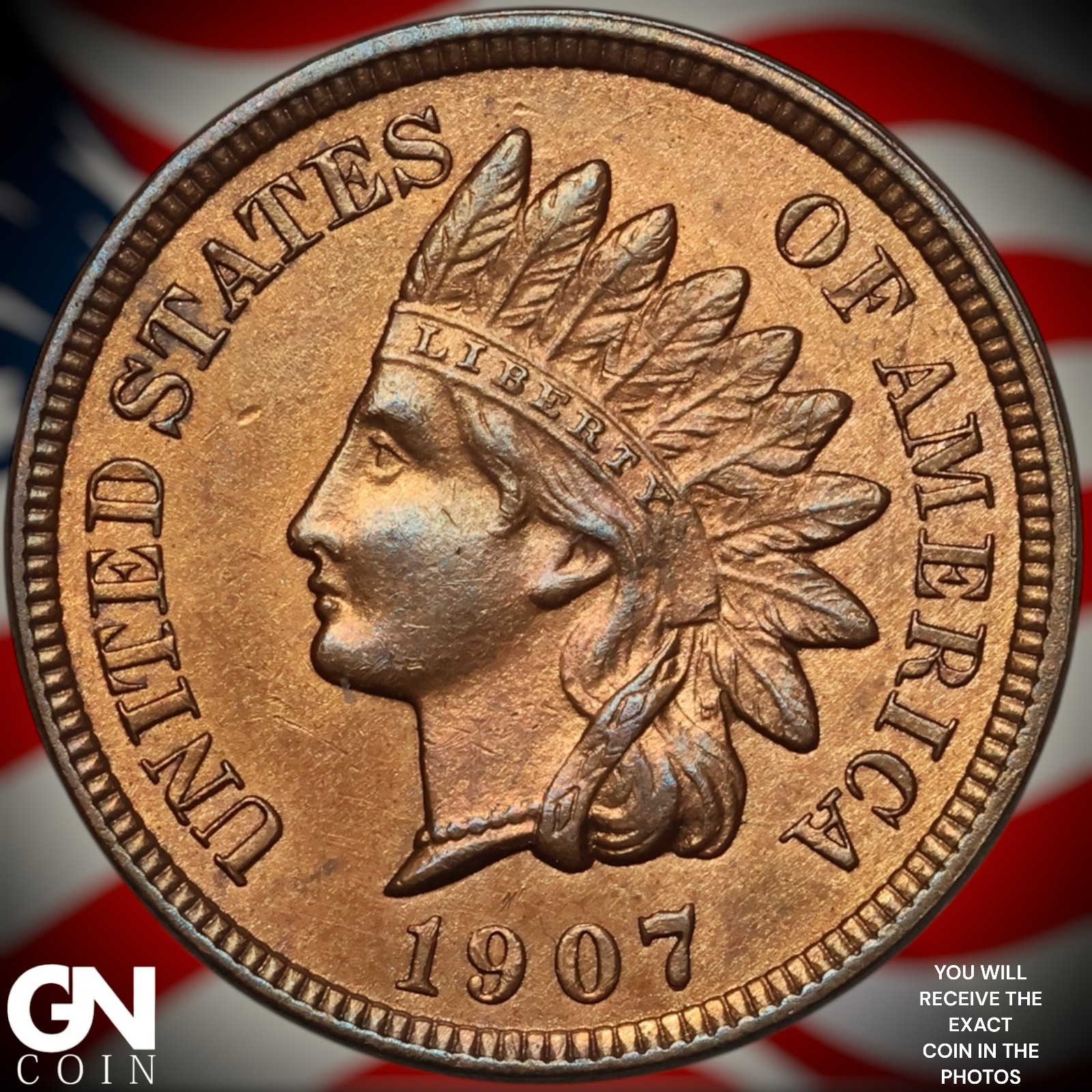 1907 Indian Head Cent Penny A7407