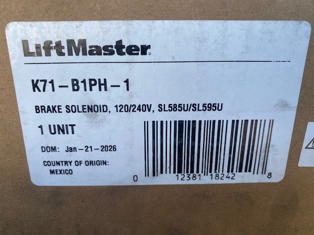 Liftmaster K71-B1PH-1 Replacement Internal Brake Solenoid 120/240V SL585U/SL595U