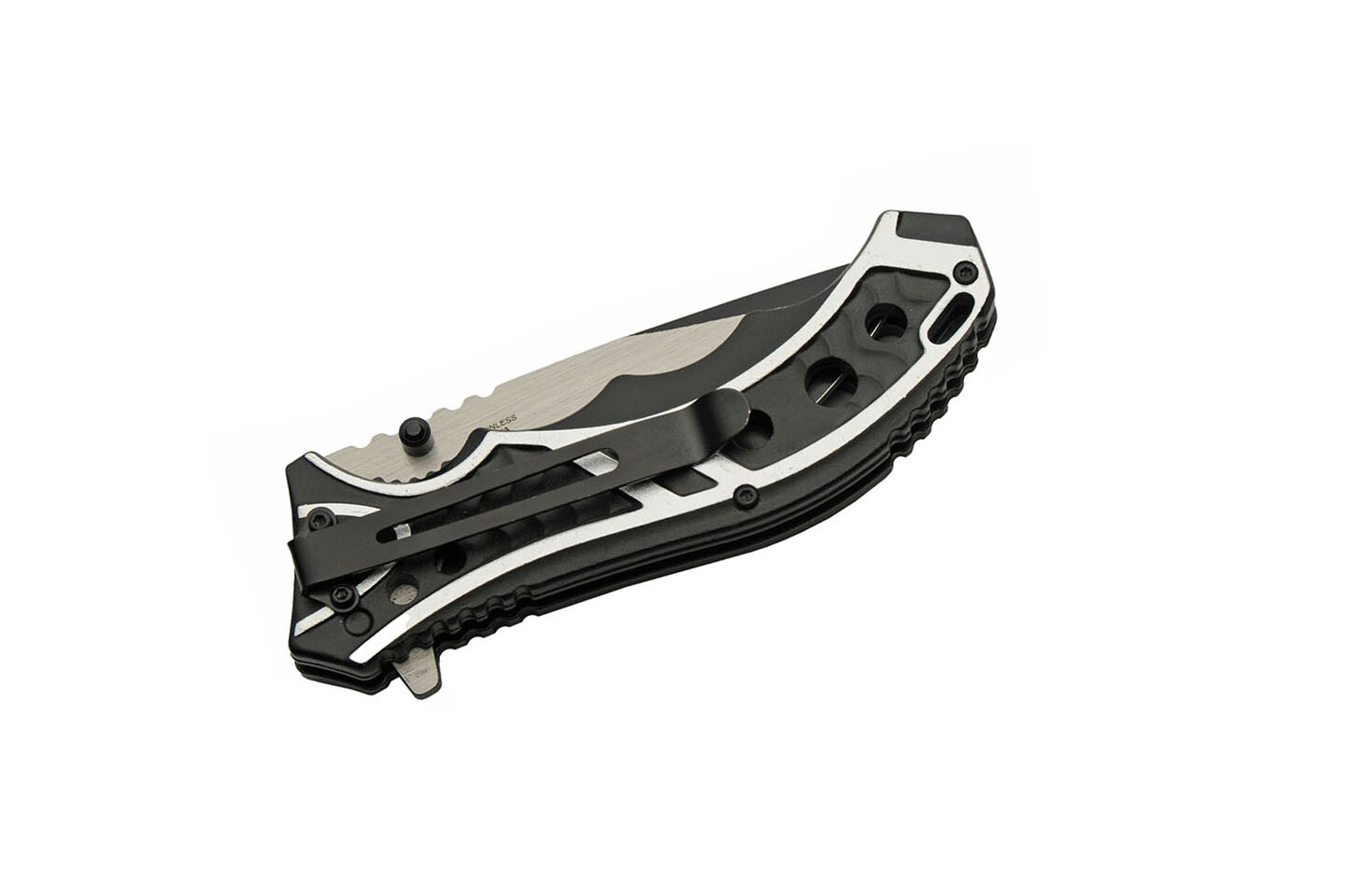 Spring-Assist Folding Knife | Rite Edge Black Silver Steel Blade Tactical EDC