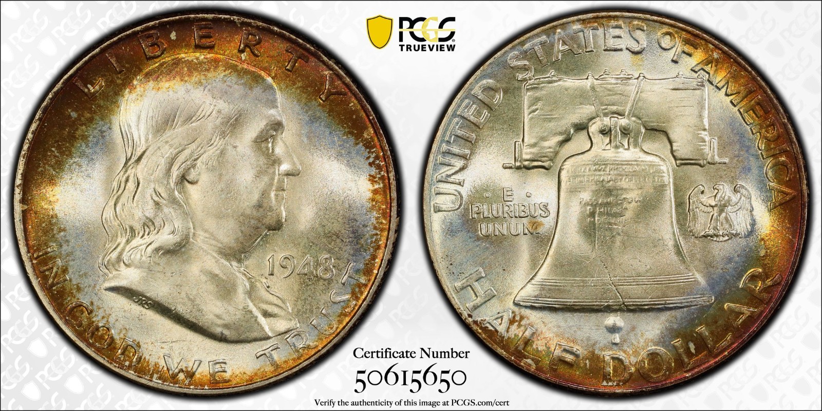 1948 PCGS MS66+FBL Full Bell Lines Franklin Half Dollar