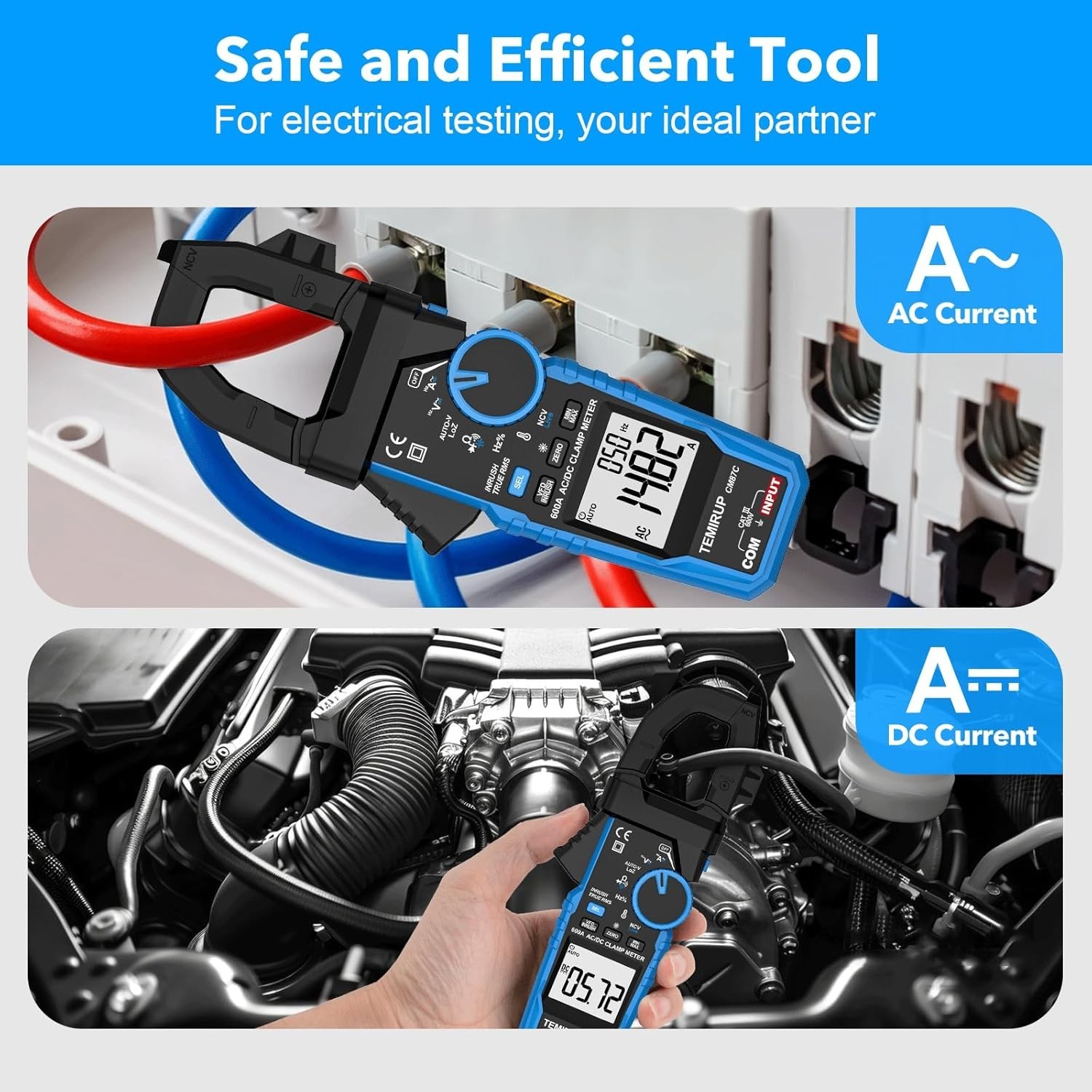 Digital Inrush Clamp Meter Multimeter, T-RMS 6000 Counts 600A Current Amp Vol...