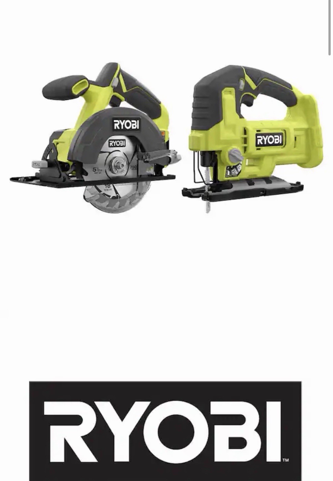 RYOBI 18V 2-Tool Combo Kit w 5-1/2 in. Circular Saw and Jig Saw-PCL500525SB