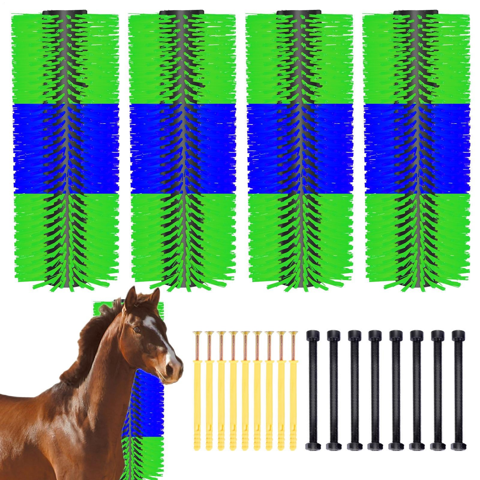 4pcs Livestock Scratch Brush Kit, Horse Massager for Relieving Itching Green