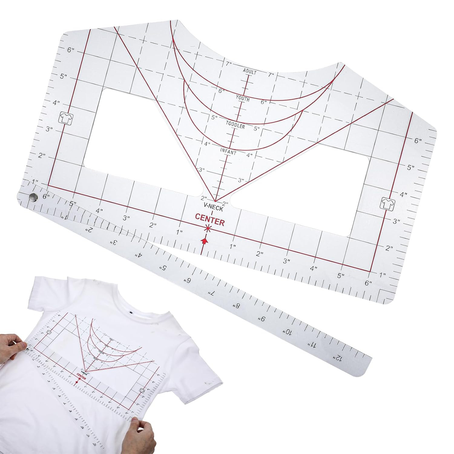 T Shirt Ruler Guide for Vinyl Alignment, Shirt Measurement Tool for Heat Press T