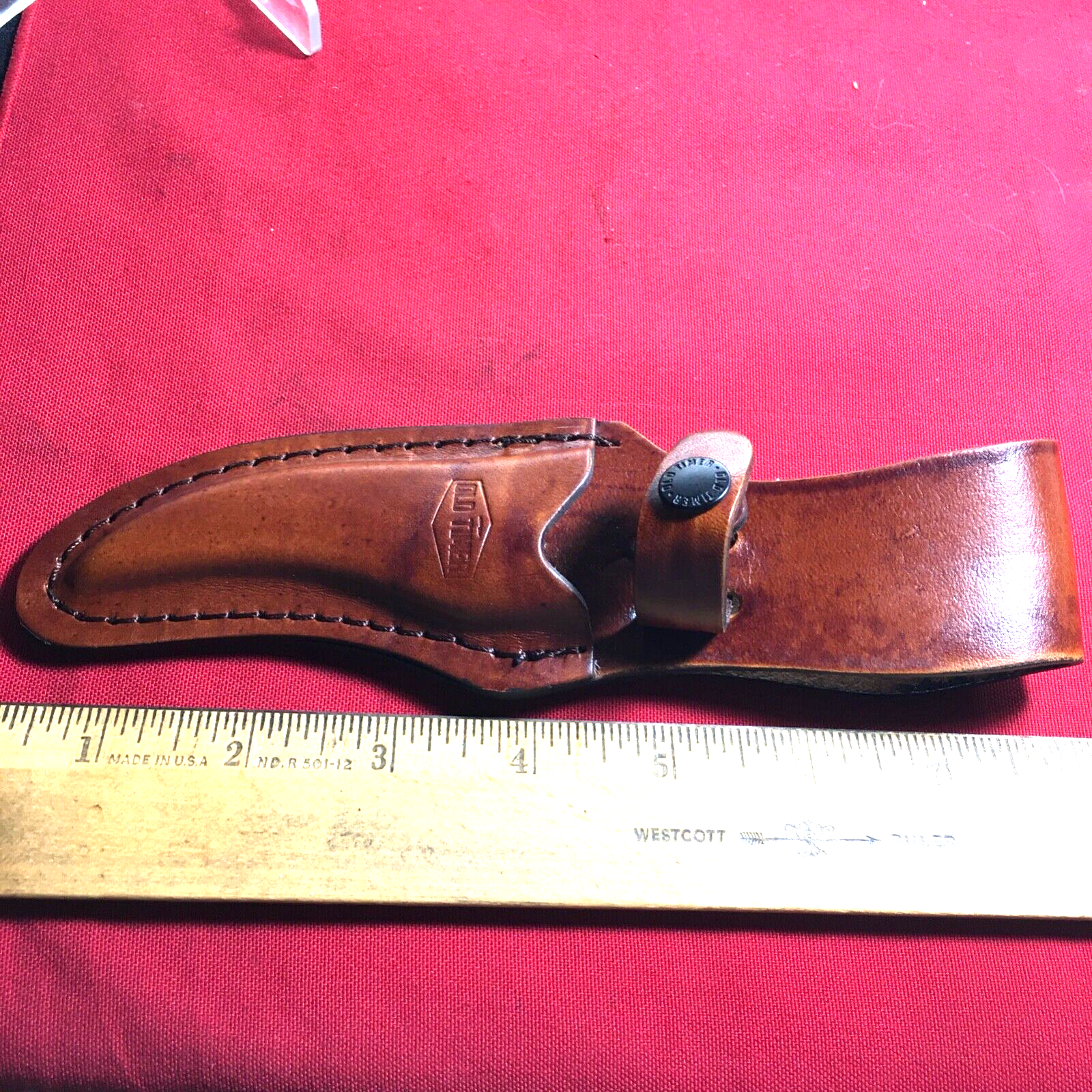 LEATHER SHEATH FOR SCHRADE OLD TIMER 152OT SHARP FINGER hunting knife Nice