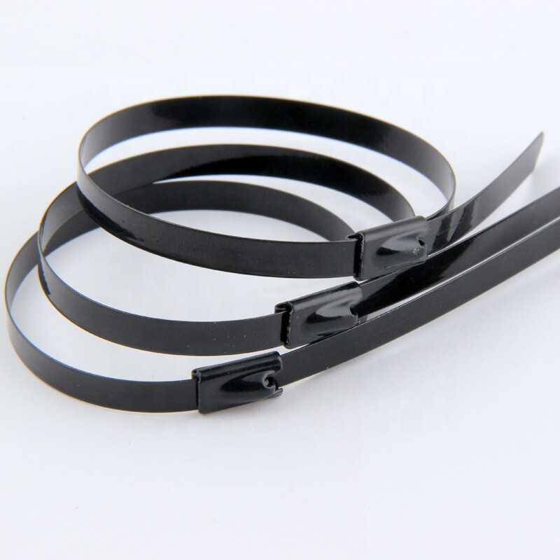 100 X Black  T316 Stainless Steel Metal Cable Ties Zip Wrap Exhaust Heat Straps