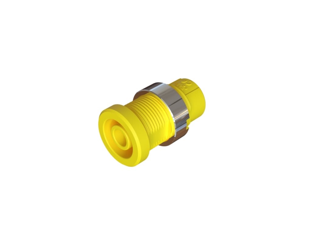 Cal Test CT4397-07-4 - 4mm Sheathed Jack, M3 Threaded Hole, Panel, UL, Yellow