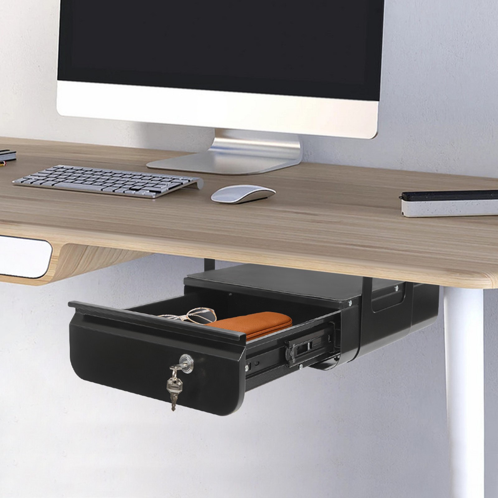 Modern Lockable Under Desk Drawer Professional Office Storage Solution For Home