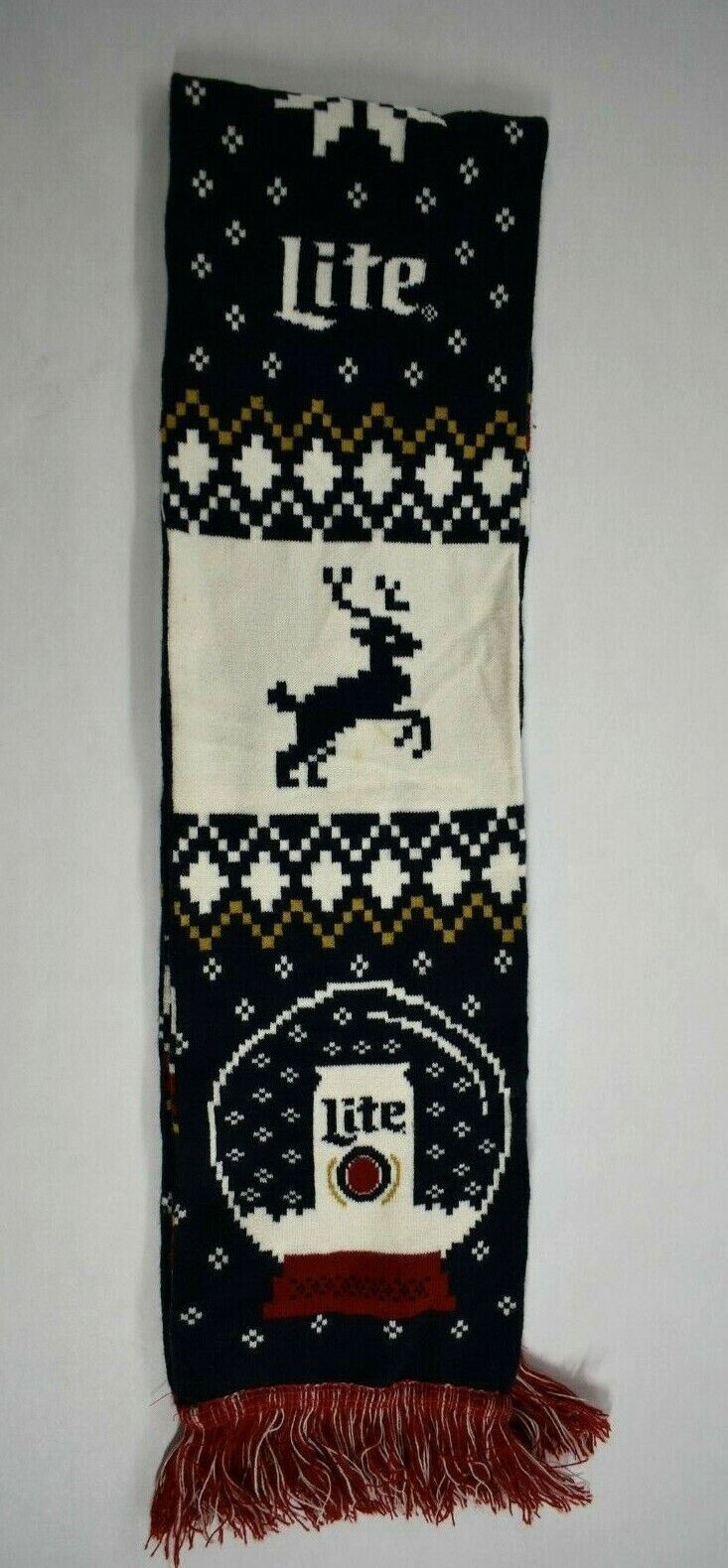 Miller Lite Adult Unisex Multicolor Lite Logo Fringe Knit Christmas Beer Scarf
