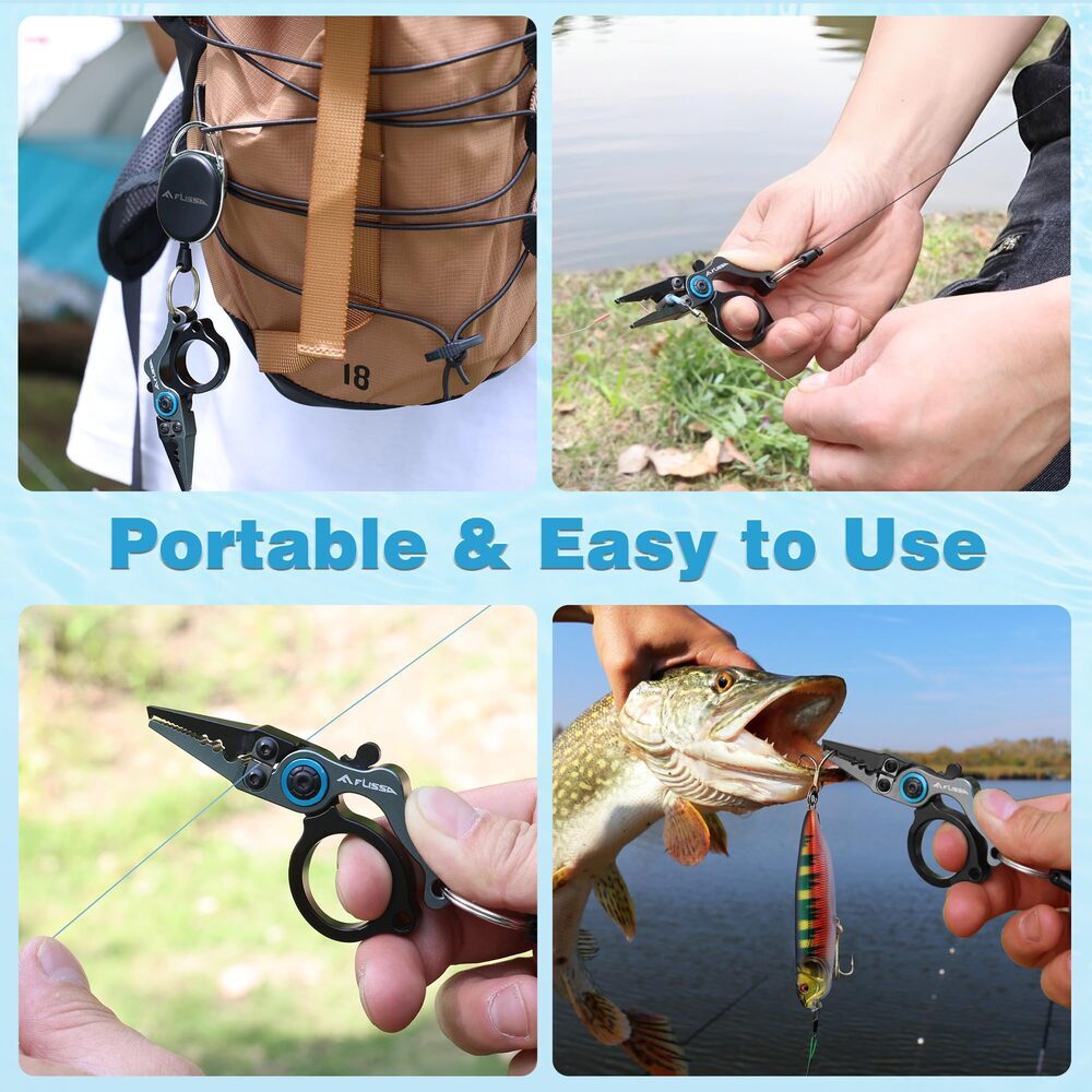 FLISSA Mini Fishing Pliers Fly Fishing Zinger Retractor Fish Hook Remover Tool