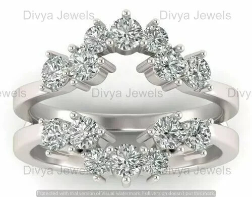 3.00 CT Round Cut Moissanite Wedding Enhancer Wrap Ring 14K White Gold Plated