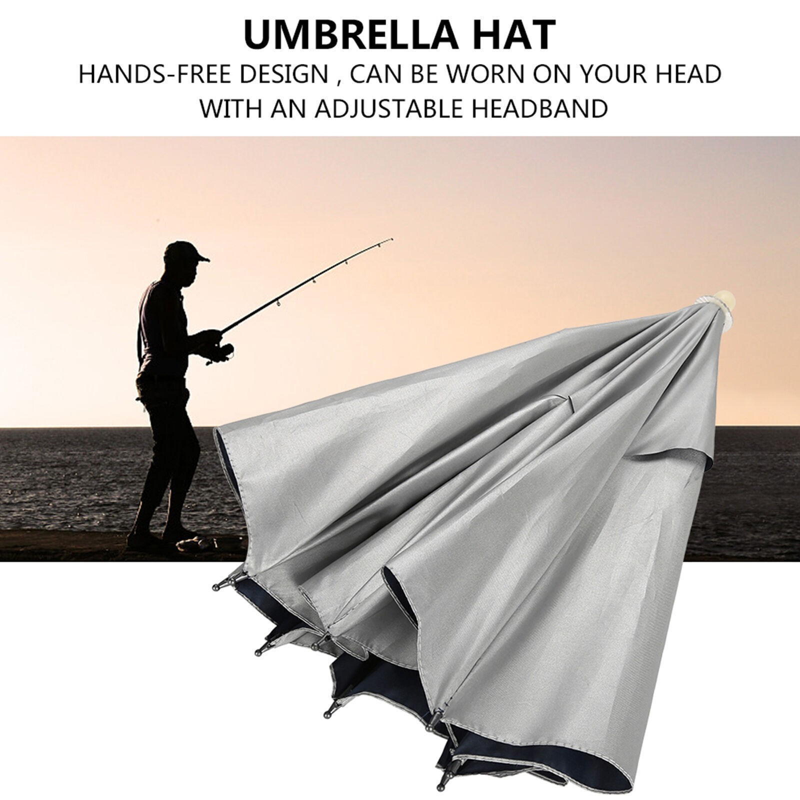 Outdoor Handfree Umbrella Cap Fishing Hat Waterproof UV Protection Lightweight