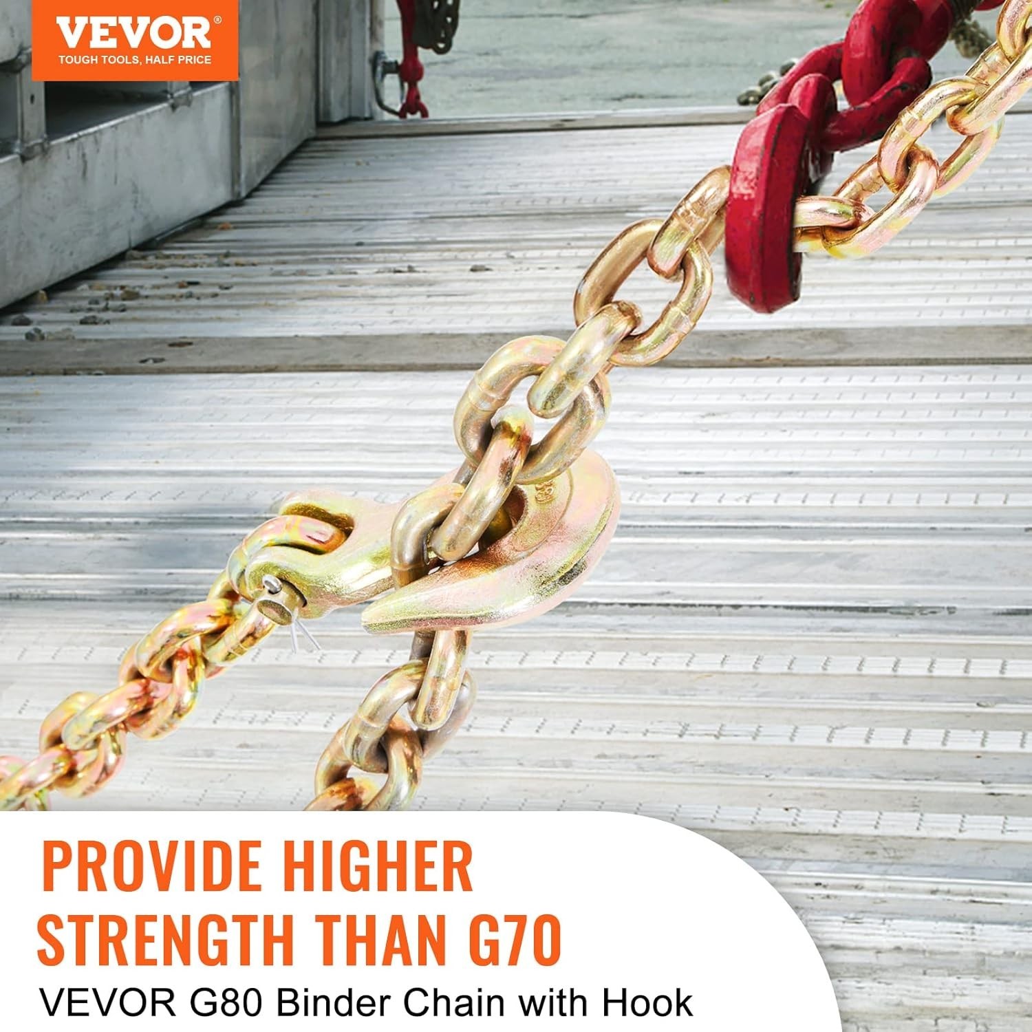 Secure 3/8'' x 20' G80 Logging Chain with Grab Hooks – Reliable for Transporting