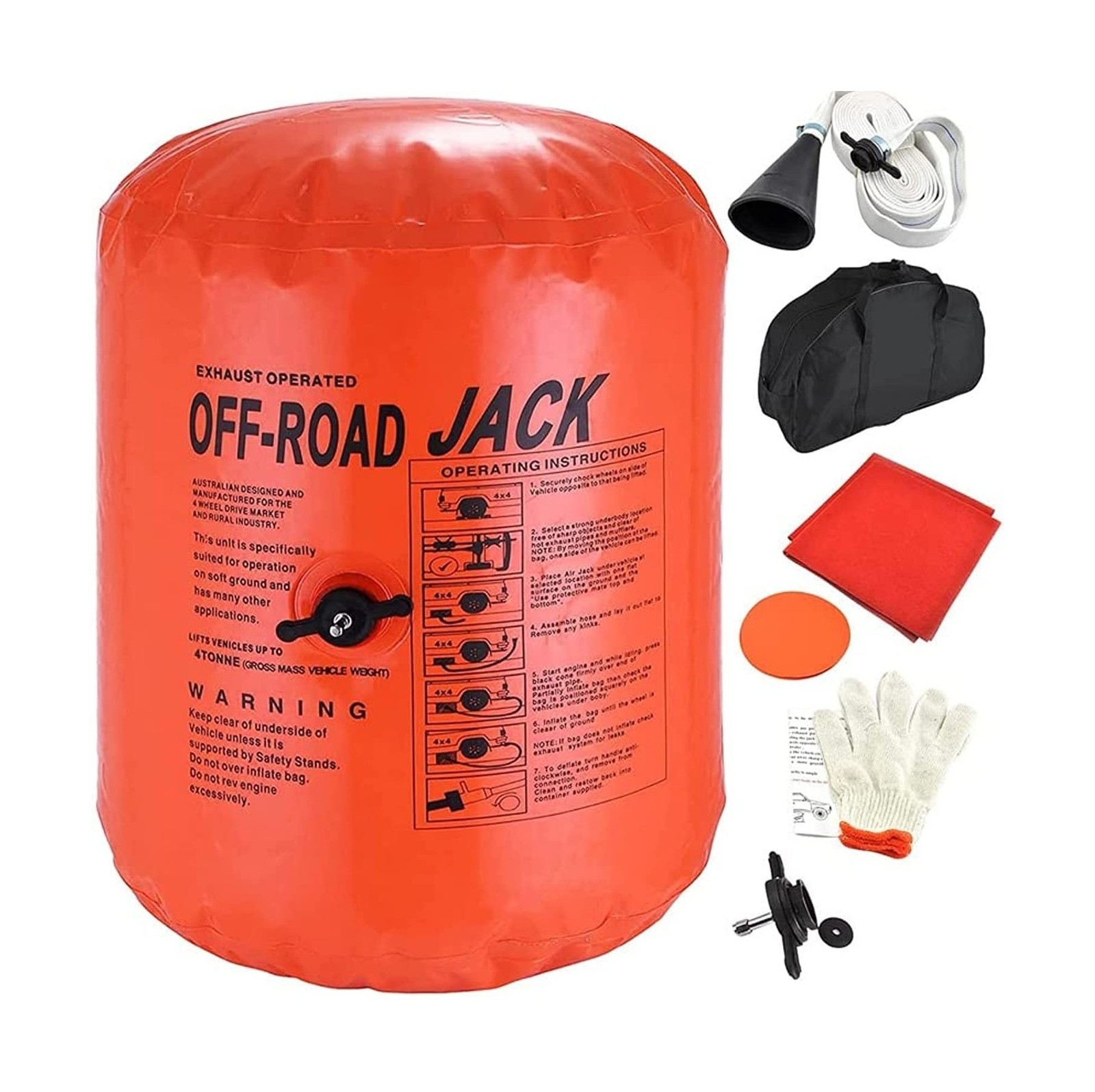 4-Ton Exhaust Air Jack - Portable Inflatable Car Lifting Bag for SUV, Truck &...