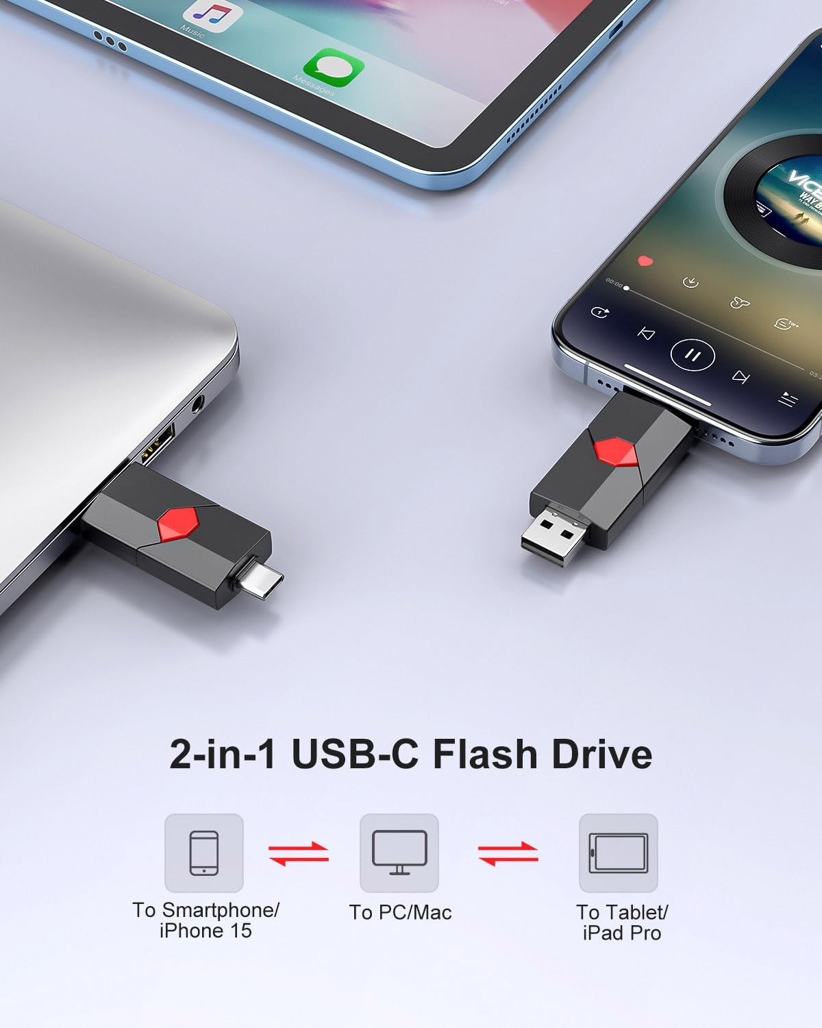 64GB USB Flash Drive + USB A Dual Flash Drive 64GB USB Drive Push-Pull USB Me...