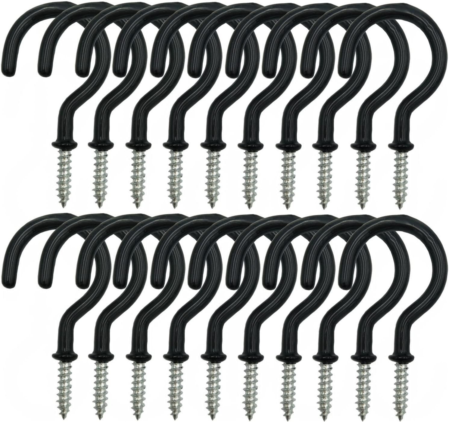 24PCS Screw Hooks Black 2.2" for Hanging Outdoor String Lights & Plants
