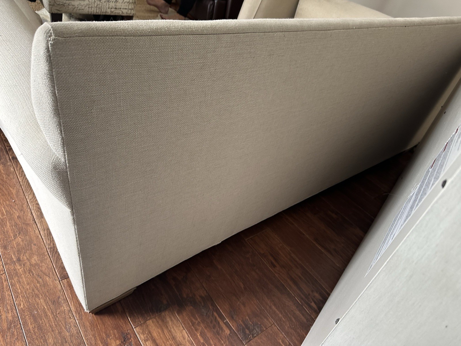 Beige Linen Blend Sofa 3-Seater Round Arms Nailhead Trim Removable Cushions