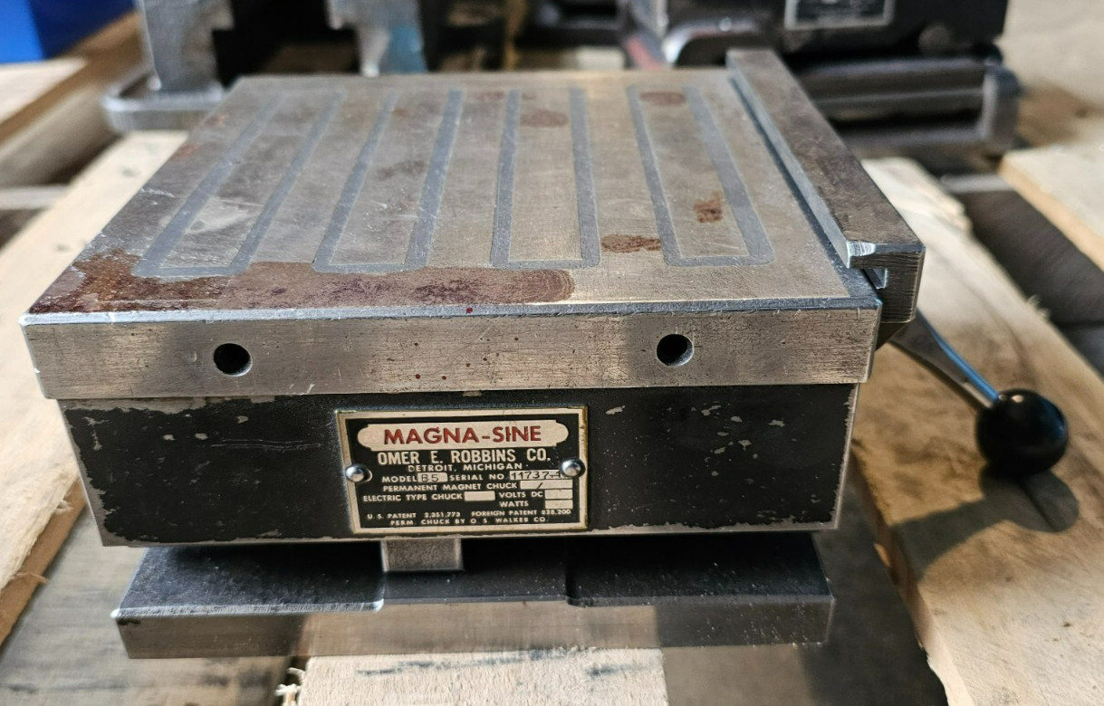 Omer E. Robbins Co. B5 Magna-Sine Permanent Magnet Chuck 6.5" x 6.5"