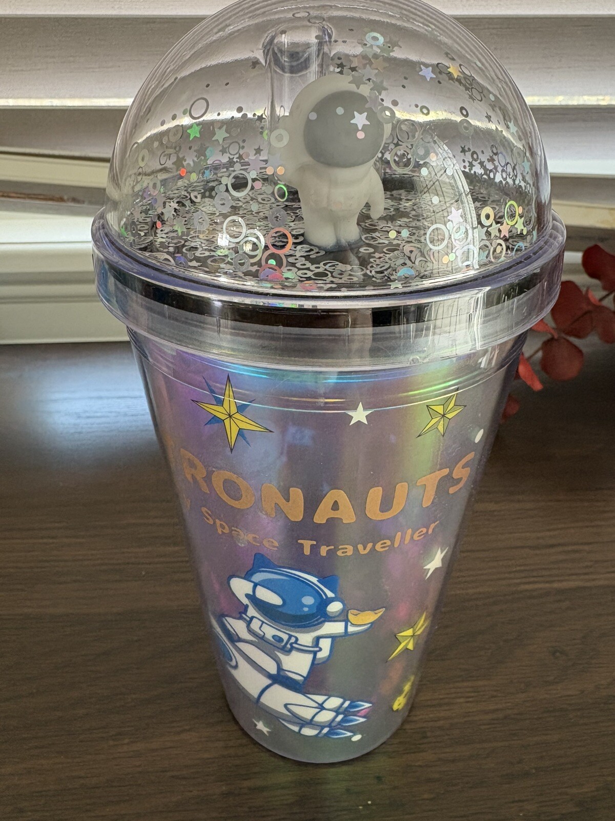New Space Astronaut Plastic Tumbler Cup With straw