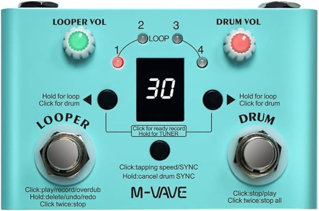 Professional Drum Machine with 30 Presets, Loop Storage & USB Connectivity