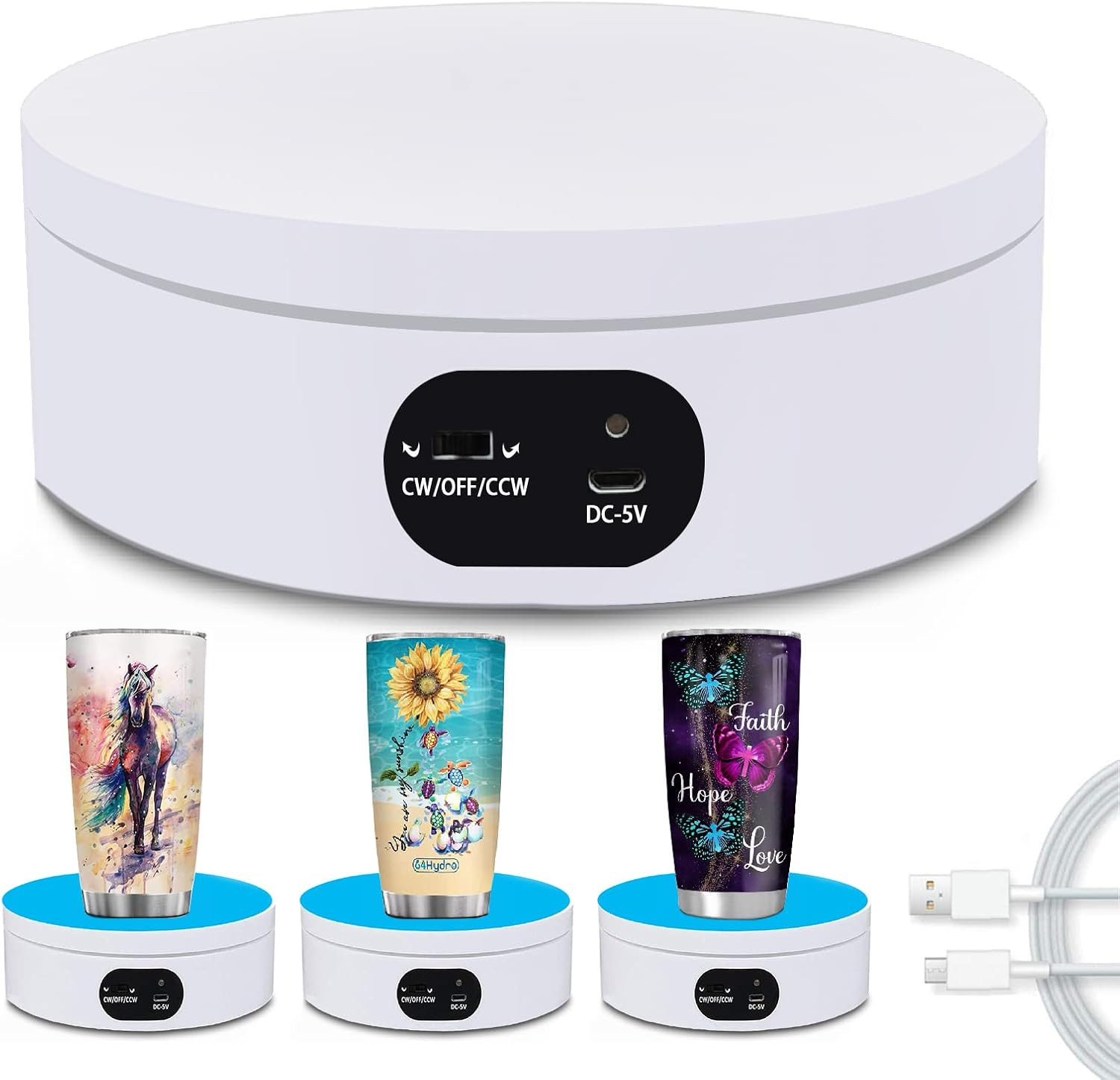 YVV Turner Cup Rotating Display Stand for Epoxy Glitter Tumbler, 360 Degree Auto