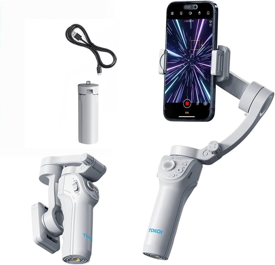 3-Axis Gimbal Stabilizer for iPhone&Android with Adjustable Fill Light, AI Track