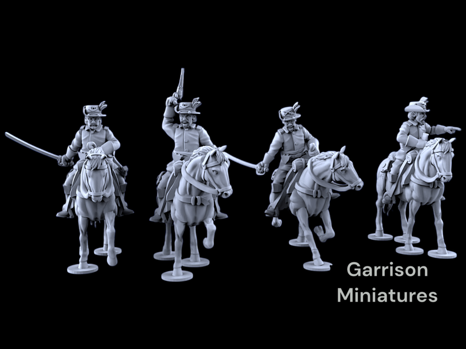 American Civil War Union Officers Mounted X4 28mm (1/56) Wargames and Collectors