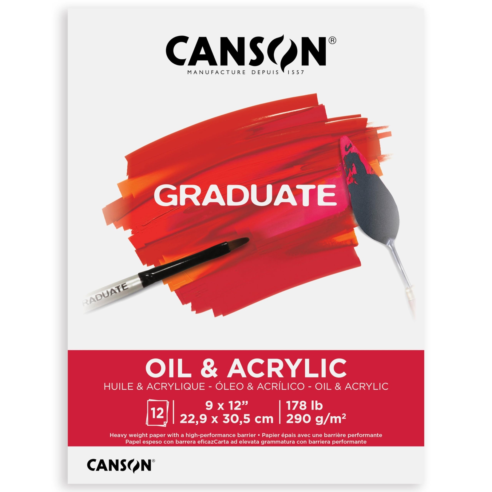Graduate Oil and Acrylic Paint Pad Foldover 9x12 inch 12 Sheets | Artist Pape...