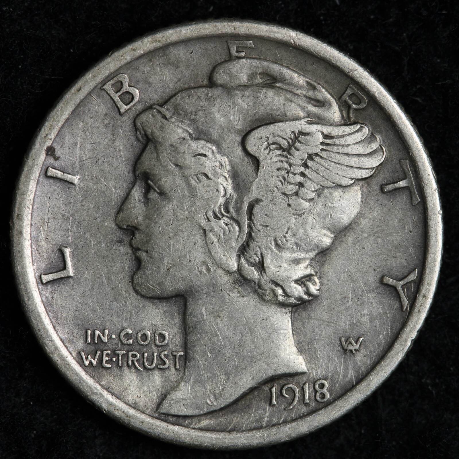 1918 Mercury Silver Dime XF E303 USNH