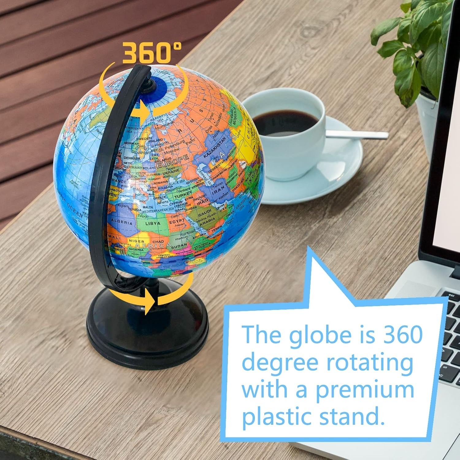 WORLD GLOBE EARTH Map Rotating Geography Ocean Classroom Learning Desktop 6