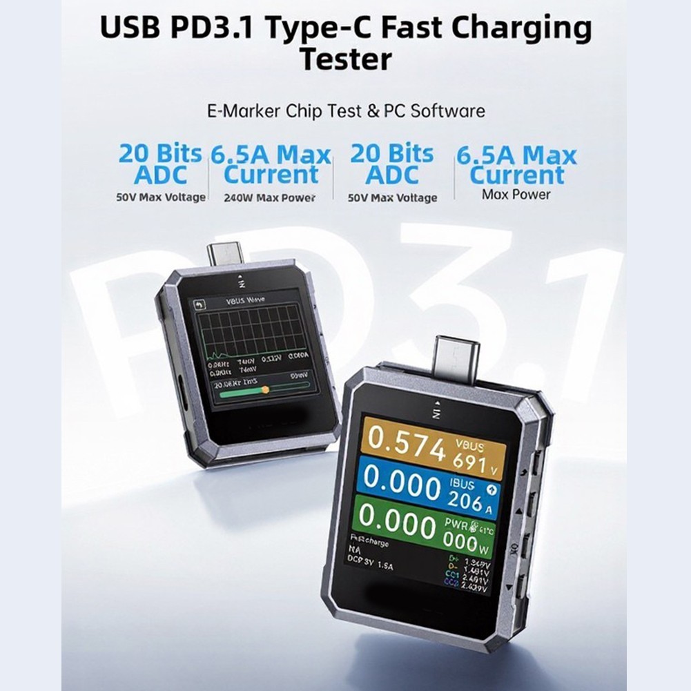 240W USB-C for pd 3.1 Power Analyzer for Battery Capacity Calculation Testing