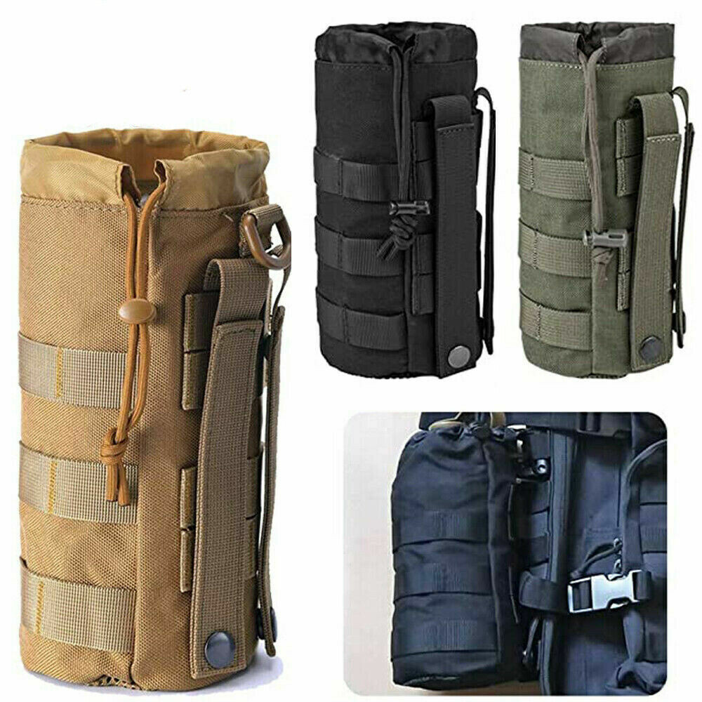 Tactical Molle Water Bottle Bag Drawstring Kettle Pouch Military Holder Carrier