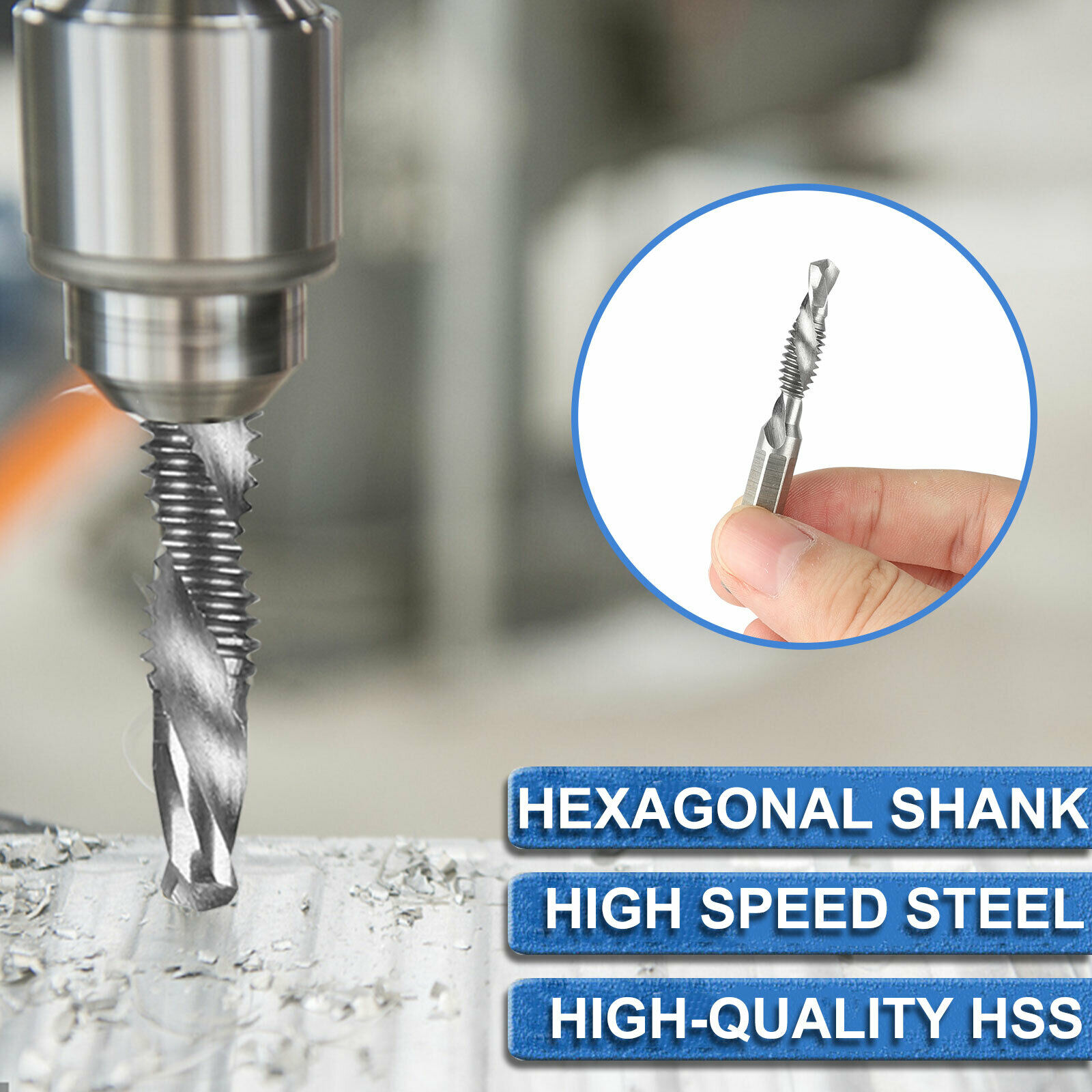 6/12PCS 1/4" Hex Shank SAE Tap Combination Drill Bit Set Screw Thread Tap Bit US