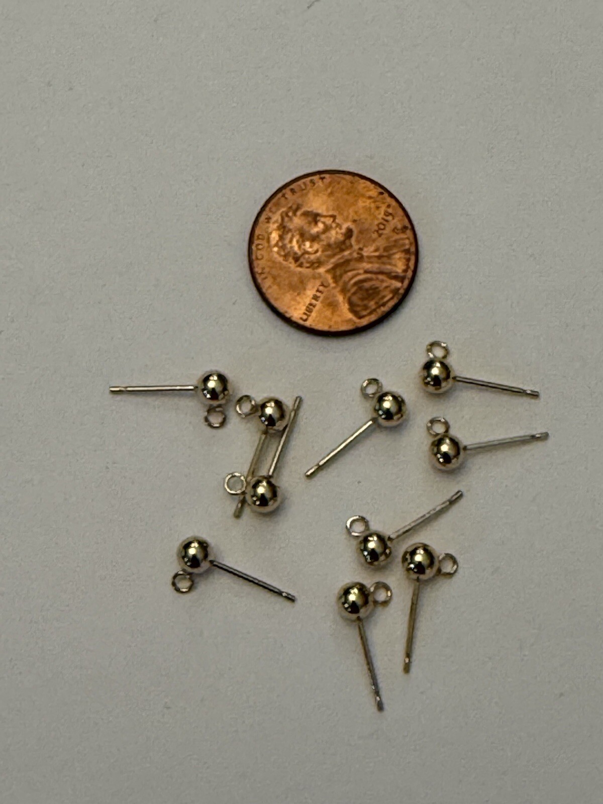 14kt gold filled ball stud earrings 4mm with open ring, 5prs
